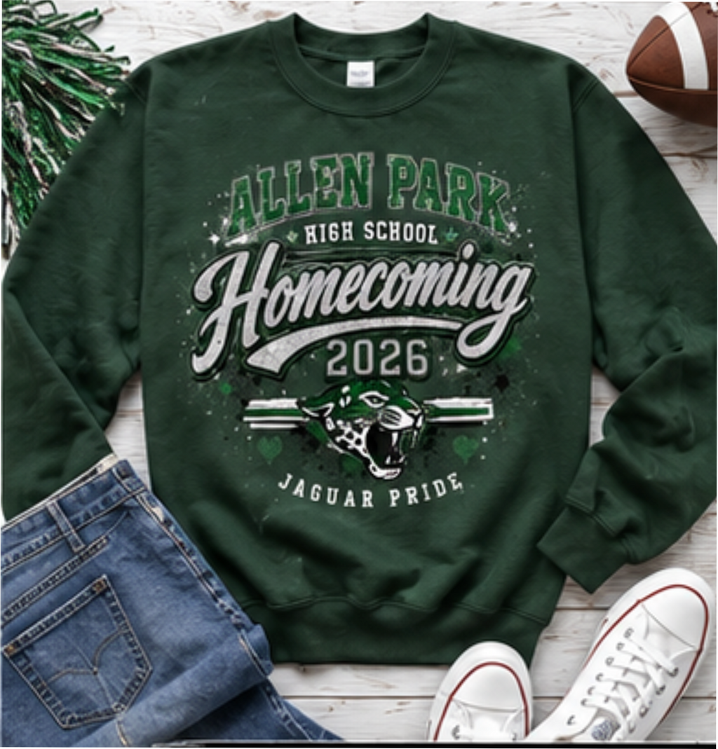 💚🐆 Allen Park High School Homecoming 2026 | Vintage Spirit Wear | Jaguars Homecoming Shirt | Hoodie | Crewneck | Game Day Apparel