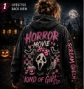 Cute Horror Movie Girl Hoodie | Pink Ghost Face Inspired Hoodie | Horror Movie Sweatshirt | Spooky Season Hoodie | Halloween Hoodie | Coquet