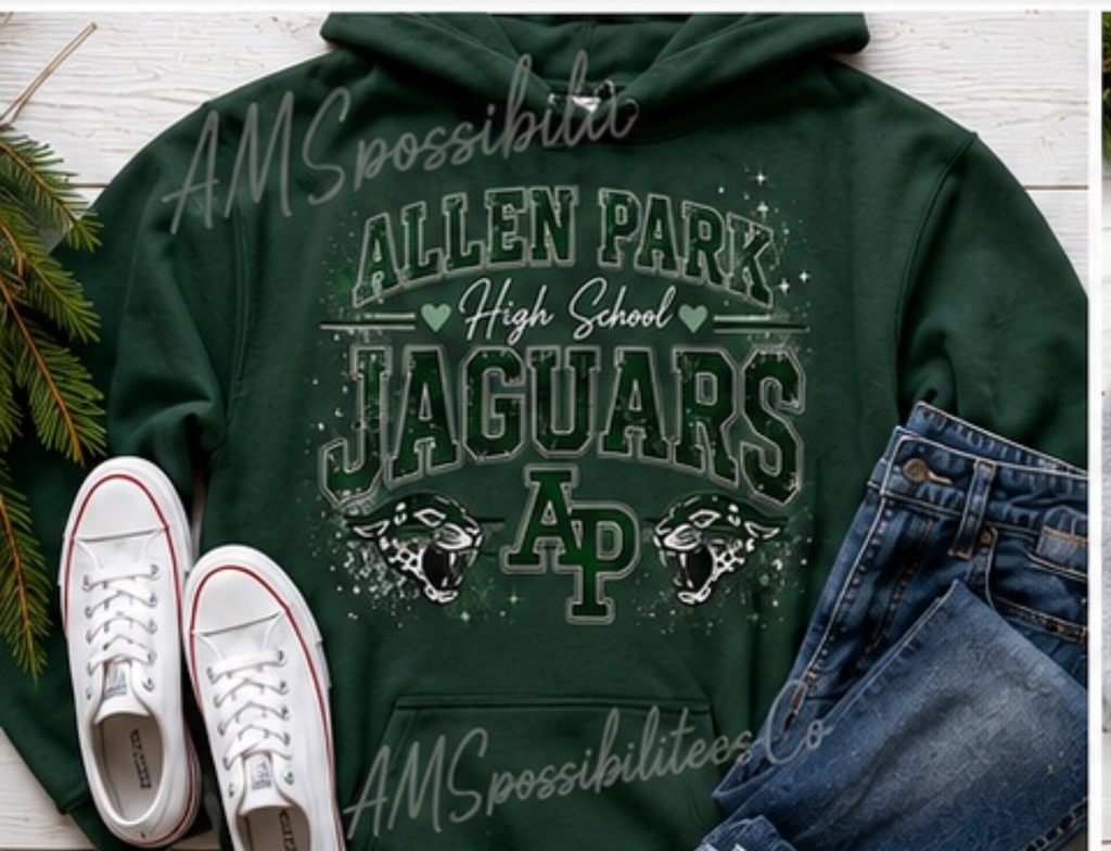🐆 Allen Park High School Jaguars | Vintage Spirit Wear | Green & White Game Day Shirt | Hoodie | Crewneck | Allen Park Pride