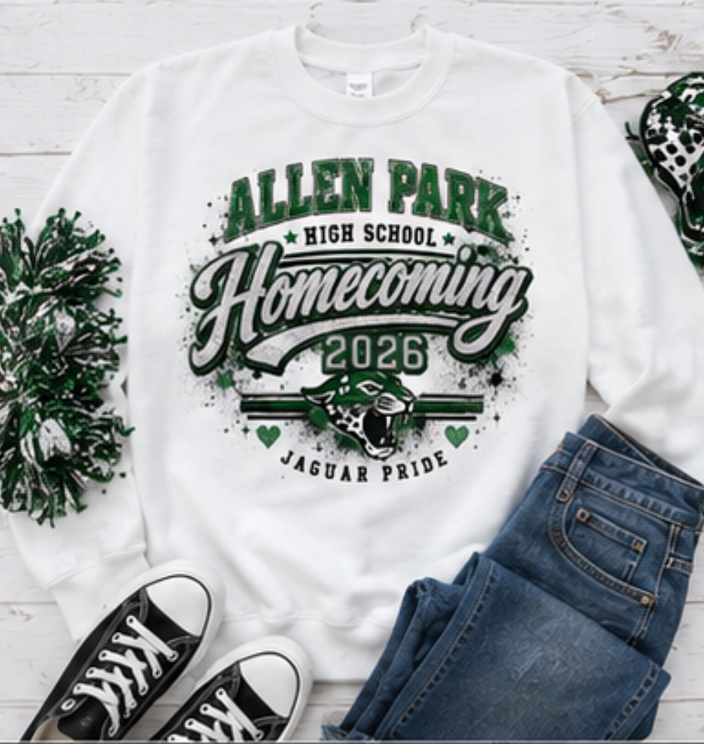 💚🐆 Allen Park High School Homecoming 2026 | Vintage Spirit Wear | Jaguars Homecoming Shirt | Hoodie | Crewneck | Game Day Apparel