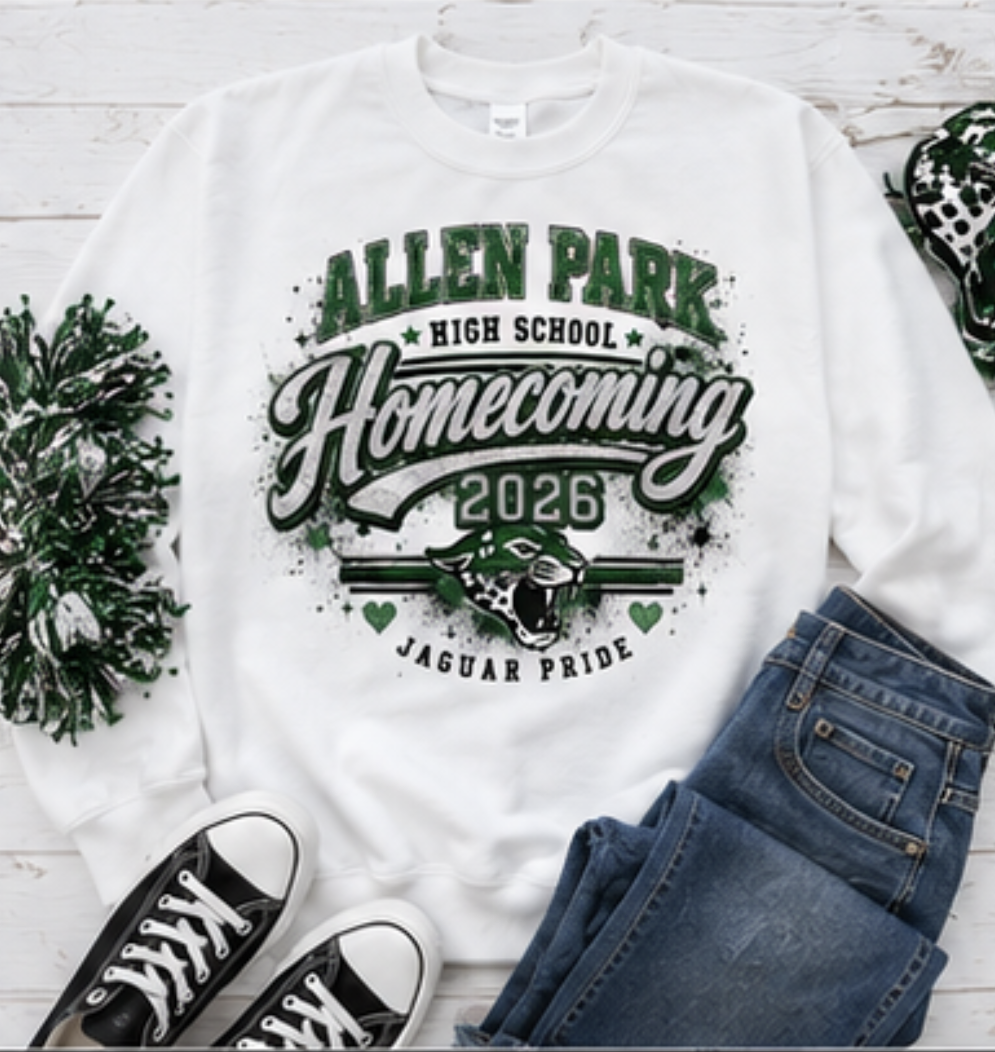 💚🐆 Allen Park High School Homecoming 2026 | Vintage Spirit Wear | Jaguars Homecoming Shirt | Hoodie | Crewneck | Game Day Apparel