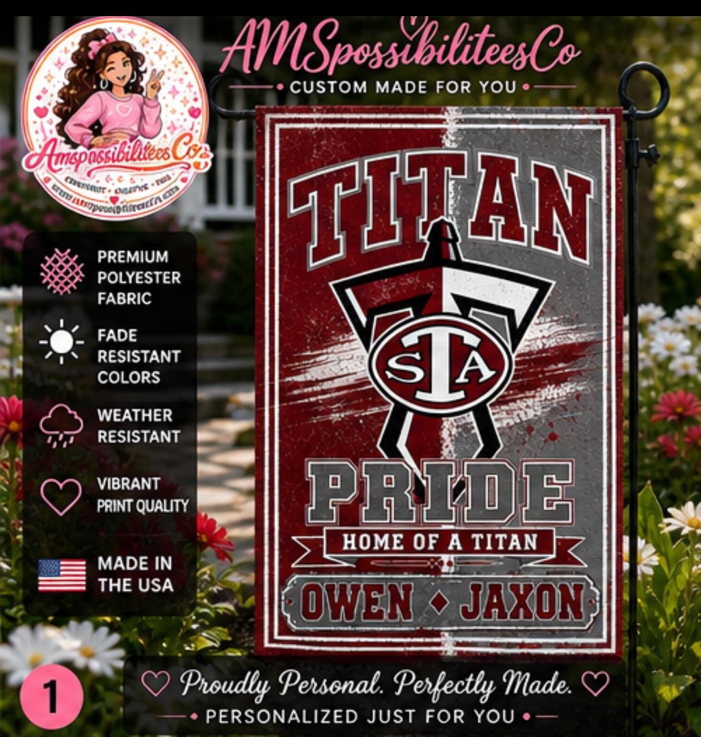 Personalized Titan Pride Garden Flag | Custom School Spirit Flag | Home of a Titan Yard Flag | Custom Name Flag | Team Spirit Outdoor Decor