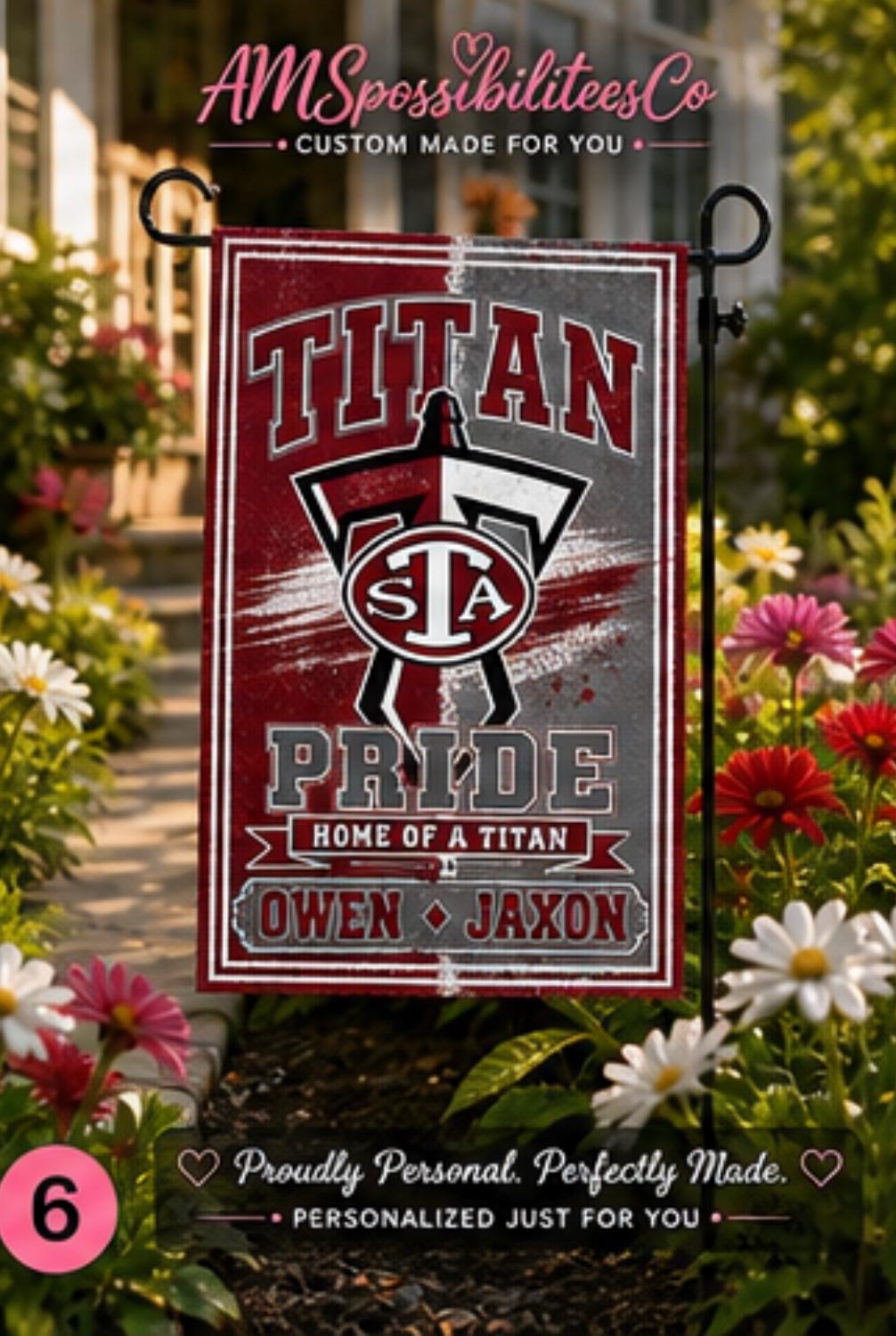Personalized Titan Pride Garden Flag | Custom School Spirit Flag | Home of a Titan Yard Flag | Custom Name Flag | Team Spirit Outdoor Decor