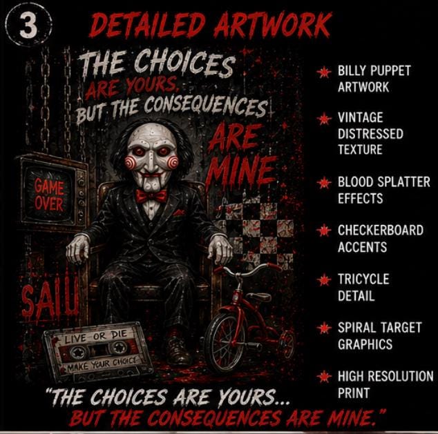 Jigsaw Inspired Horror Hoodie | I Want to Play a Game Hoodie | Halloween Hoodie | Horror Movie Sweatshirt | Billy Puppet Hoodie | Unisex