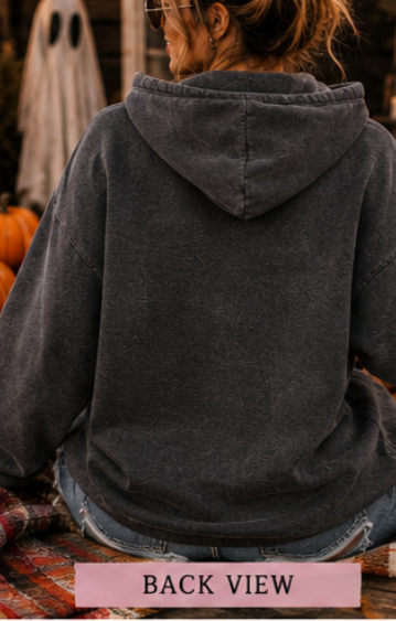 Spooky But Cute Faux Sequin Hoodie | Cute Ghost Halloween Sweatshirt | Boutique Fall Hoodie | Ghost Coffee Hoodie