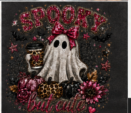 Spooky But Cute Faux Sequin Hoodie | Cute Ghost Halloween Sweatshirt | Boutique Fall Hoodie | Ghost Coffee Hoodie