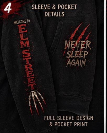 Elm Street Horror Hoodie | Never Sleep Again Sweatshirt | Spooky Nightmare Apparel
