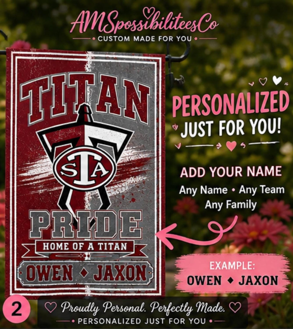Personalized Titan Pride Garden Flag | Custom School Spirit Flag | Home of a Titan Yard Flag | Custom Name Flag | Team Spirit Outdoor Decor