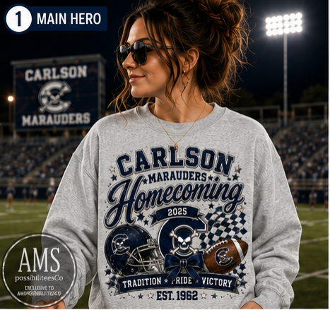 Carlson Marauders Homecoming 2025 Crewneck, Hoodie or Tee | Boutique Spirit Wear | AMSPossibiliteesCo