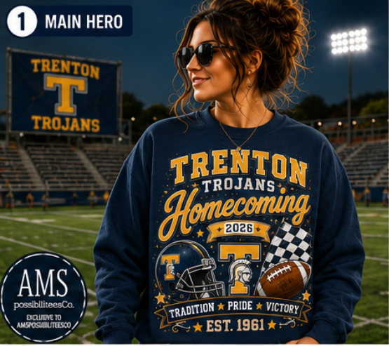 Trenton Trojans Homecoming 2026 Crewneck Sweatshirt | Boutique Spirit Wear | Game Day Apparel