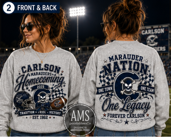 Carlson Marauders Homecoming 2025 Crewneck, Hoodie or Tee | Boutique Spirit Wear | AMSPossibiliteesCo