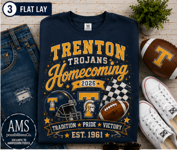 Trenton Trojans Homecoming 2026 Crewneck Sweatshirt | Boutique Spirit Wear | Game Day Apparel