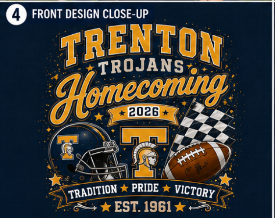 Trenton Trojans Homecoming 2026 Crewneck Sweatshirt | Boutique Spirit Wear | Game Day Apparel