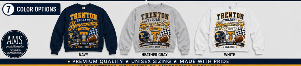 Trenton Trojans Homecoming 2026 Crewneck Sweatshirt | Boutique Spirit Wear | Game Day Apparel