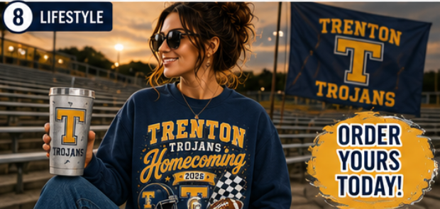 Trenton Trojans Homecoming 2026 Crewneck Sweatshirt | Boutique Spirit Wear | Game Day Apparel