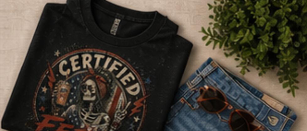Certified Feral Skeleton Mom Shirt, Distressed Retro Graphic Tee, Funny Sarcastic Coffee Lover