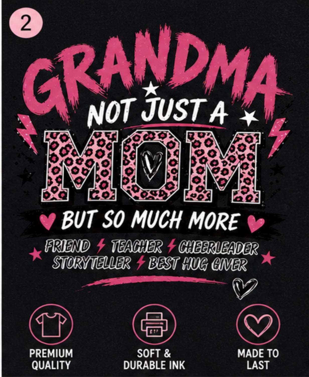 Grandma Shirt, Not Just a Mom, Leopard Print, Friend Teacher Cheerleader Storyteller Tee