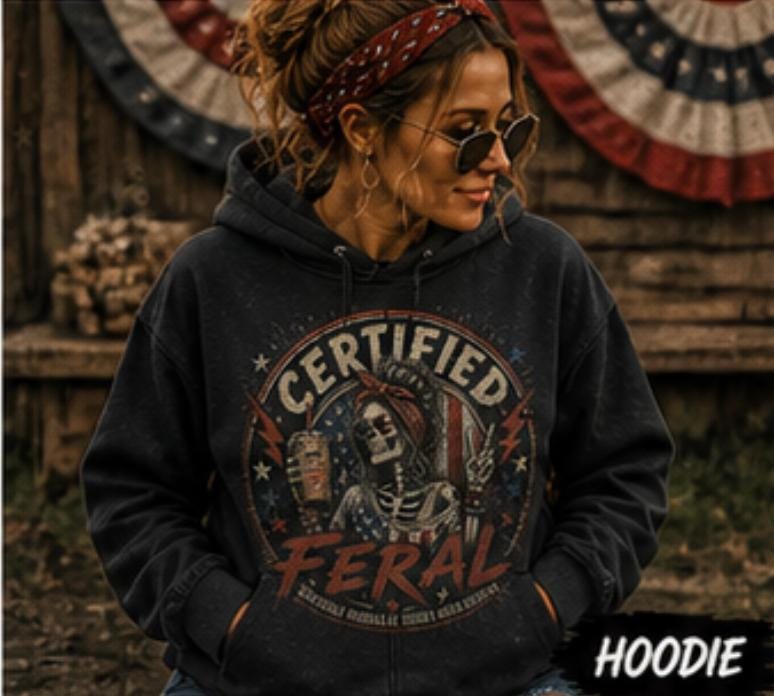 Certified Feral Skeleton Mom Shirt, Distressed Retro Graphic Tee, Funny Sarcastic Coffee Lover