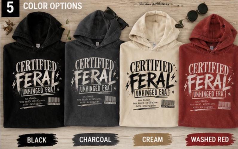 Certified Feral Unhinged Era Hoodie, Funny Mom Coffee Lover Sweatshirt