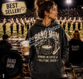 Band Mom Hoodie Comfort Colors Pepper | Running on Coffee & Halftime Chaos | Marching Band Mom Sweatshirt | Football Game Mom Gift