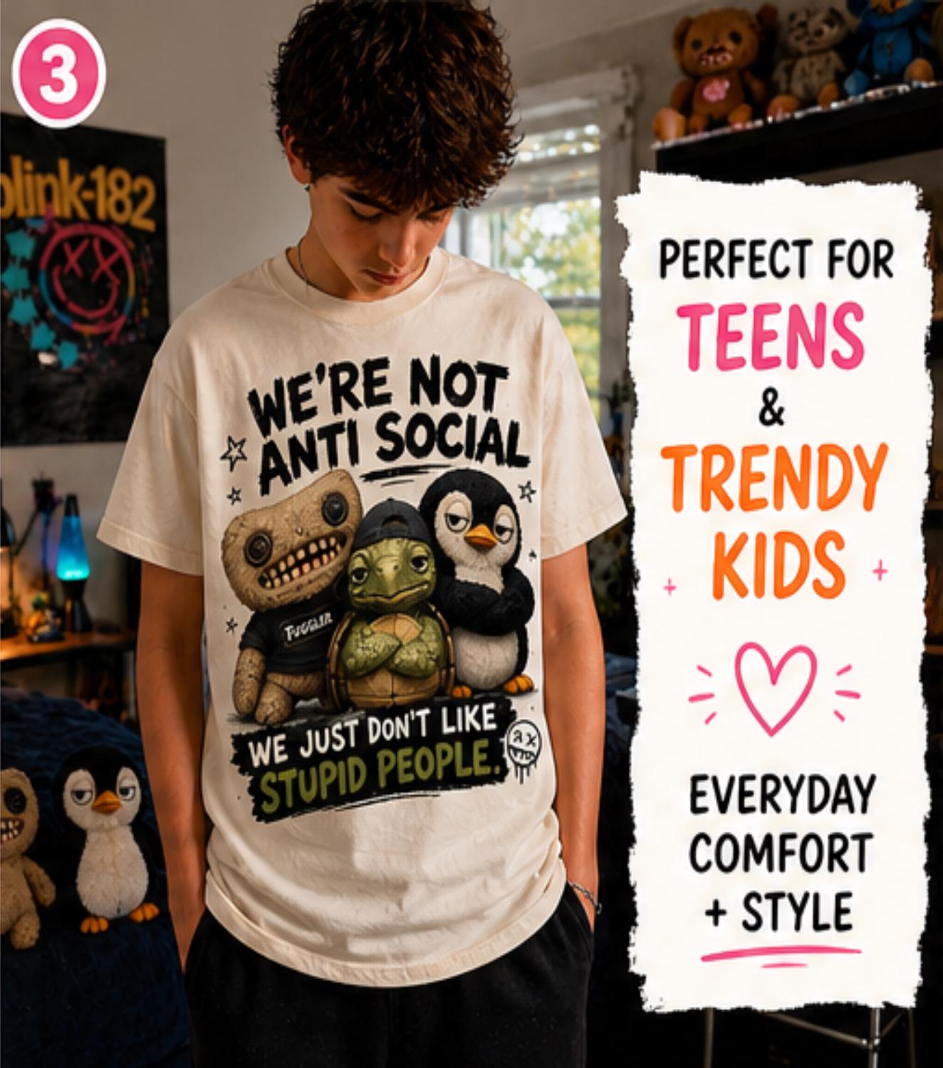 Fuggler Style Monster Graphic Tee, Sarcastic Introvert Humor Shirt