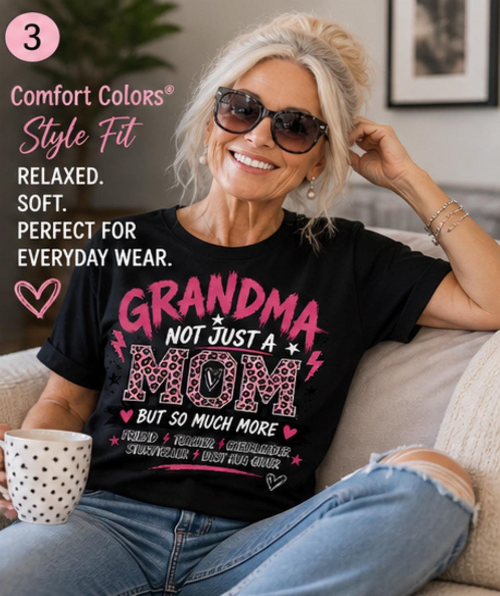 Grandma Shirt, Not Just a Mom, Leopard Print, Friend Teacher Cheerleader Storyteller Tee