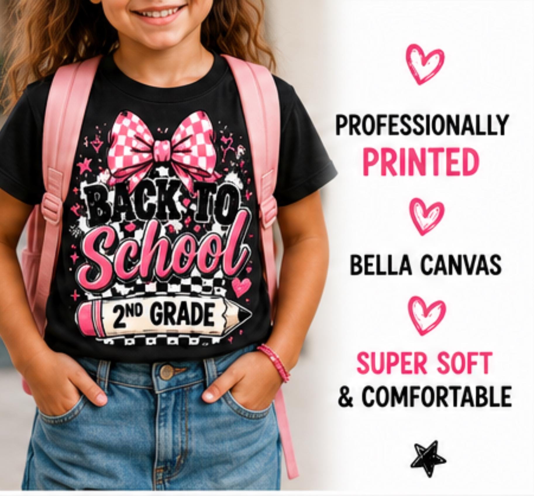 First Day of School Shirt for Girls | Rainbow Bow Back to School Tee | PreK to 5th Grade | Personalized Kids Graphic T-Shirt |