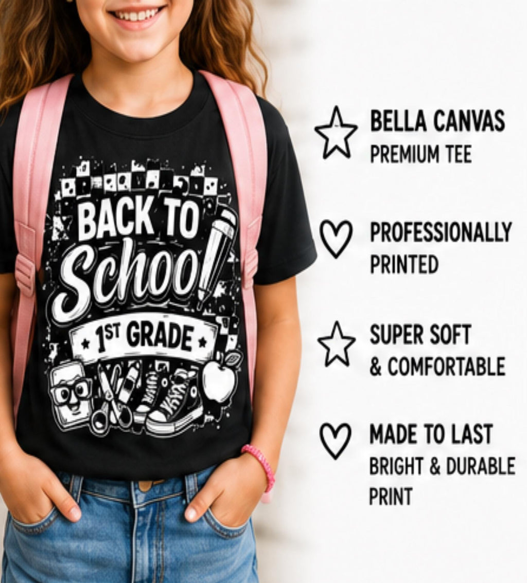 Back to School Shirt | First Day of School Tee | Pre-K to 5th Grade Shirt | Kids Graphic Tee | Bella Canvas | School Outfit