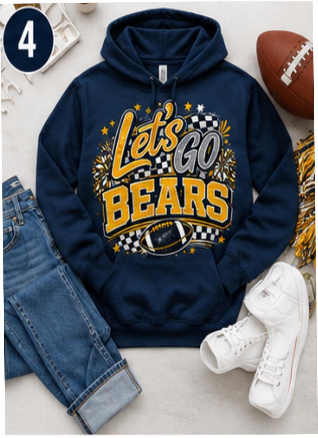 Customizable Bears Football Game Day Spirit Shirt | Checkered Varsity Mascot Tee