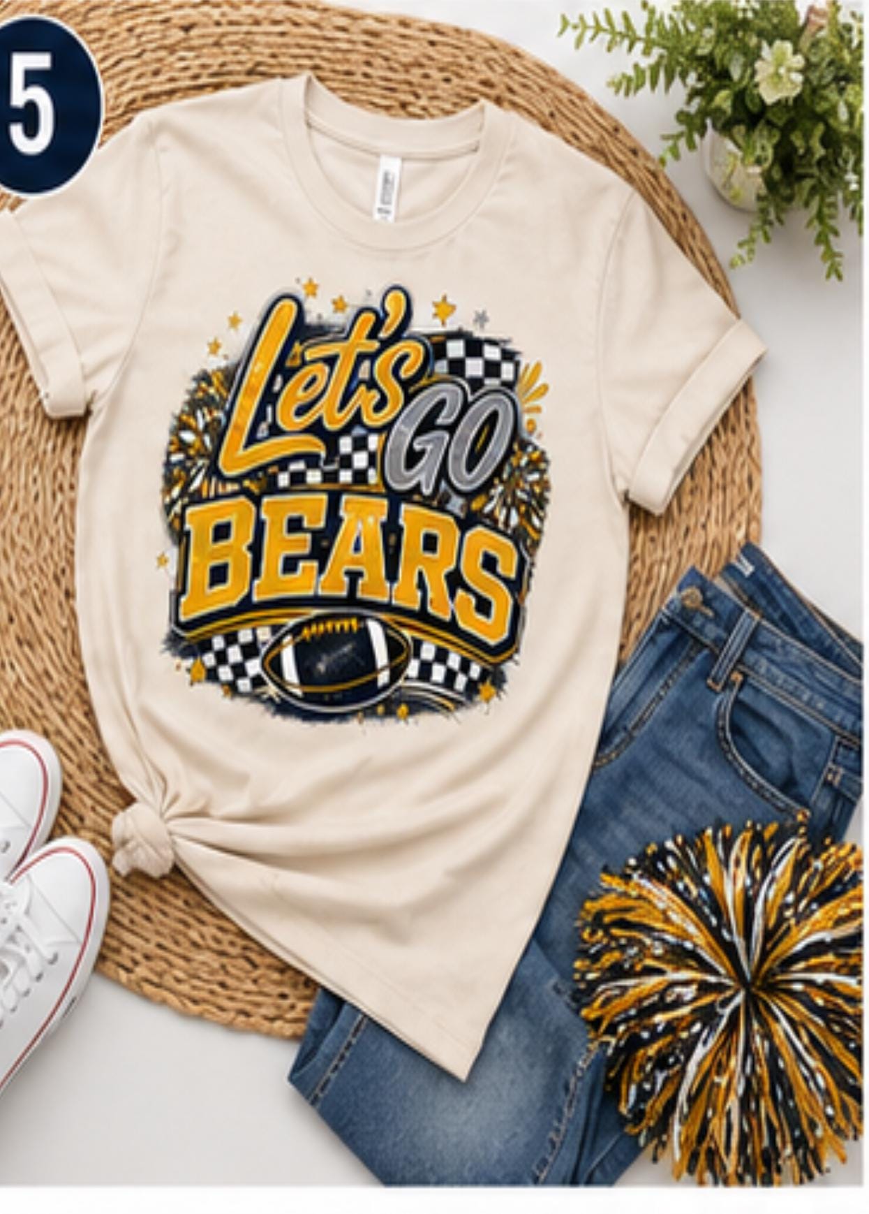 Customizable Bears Football Game Day Spirit Shirt | Checkered Varsity Mascot Tee