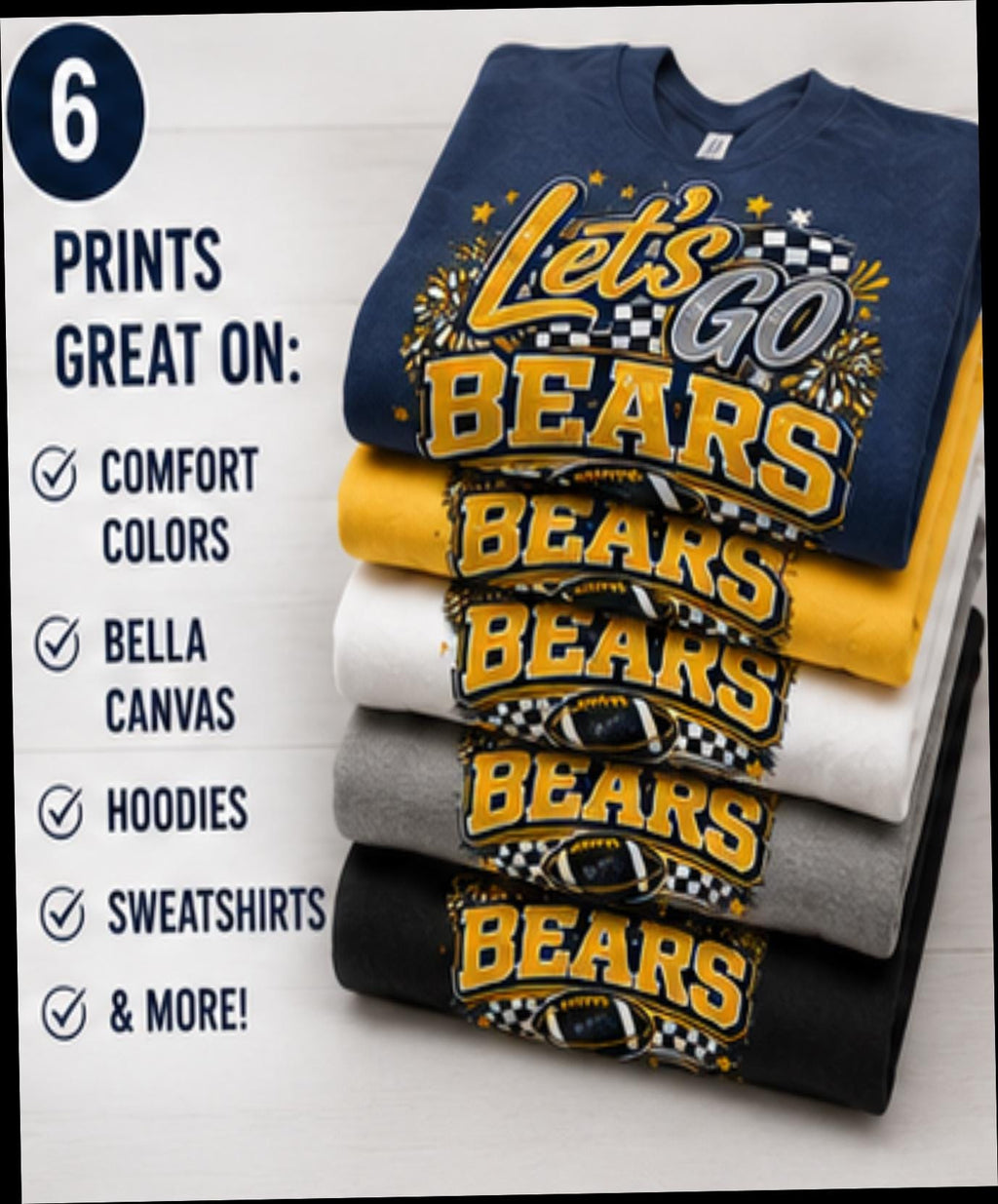 Customizable Bears Football Game Day Spirit Shirt | Checkered Varsity Mascot Tee