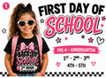 First Day of School Shirt for Girls | Rainbow Bow Back to School Tee | PreK to 5th Grade | Personalized Kids Graphic T-Shirt |