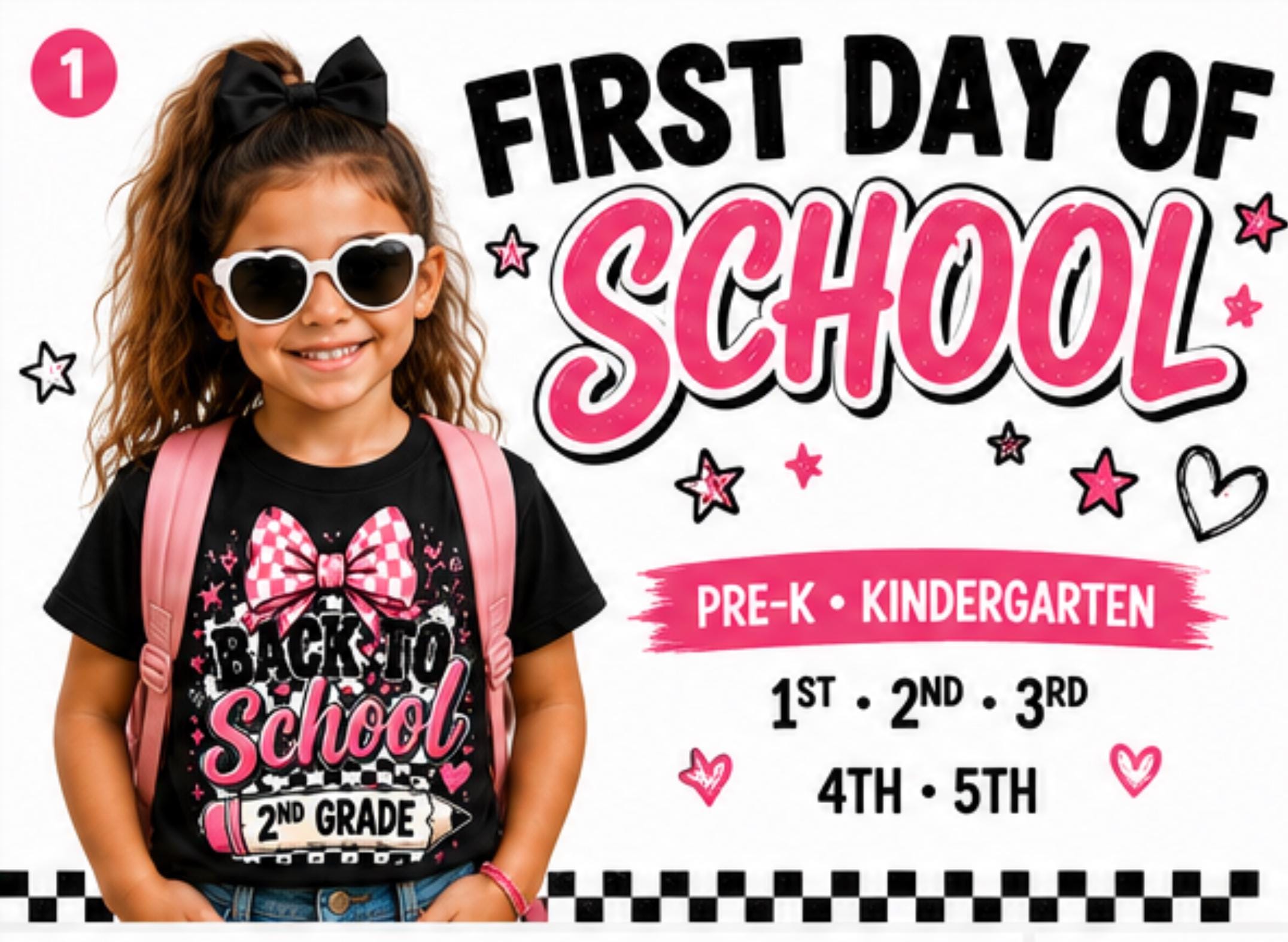 First Day of School Shirt for Girls | Rainbow Bow Back to School Tee | PreK to 5th Grade | Personalized Kids Graphic T-Shirt |