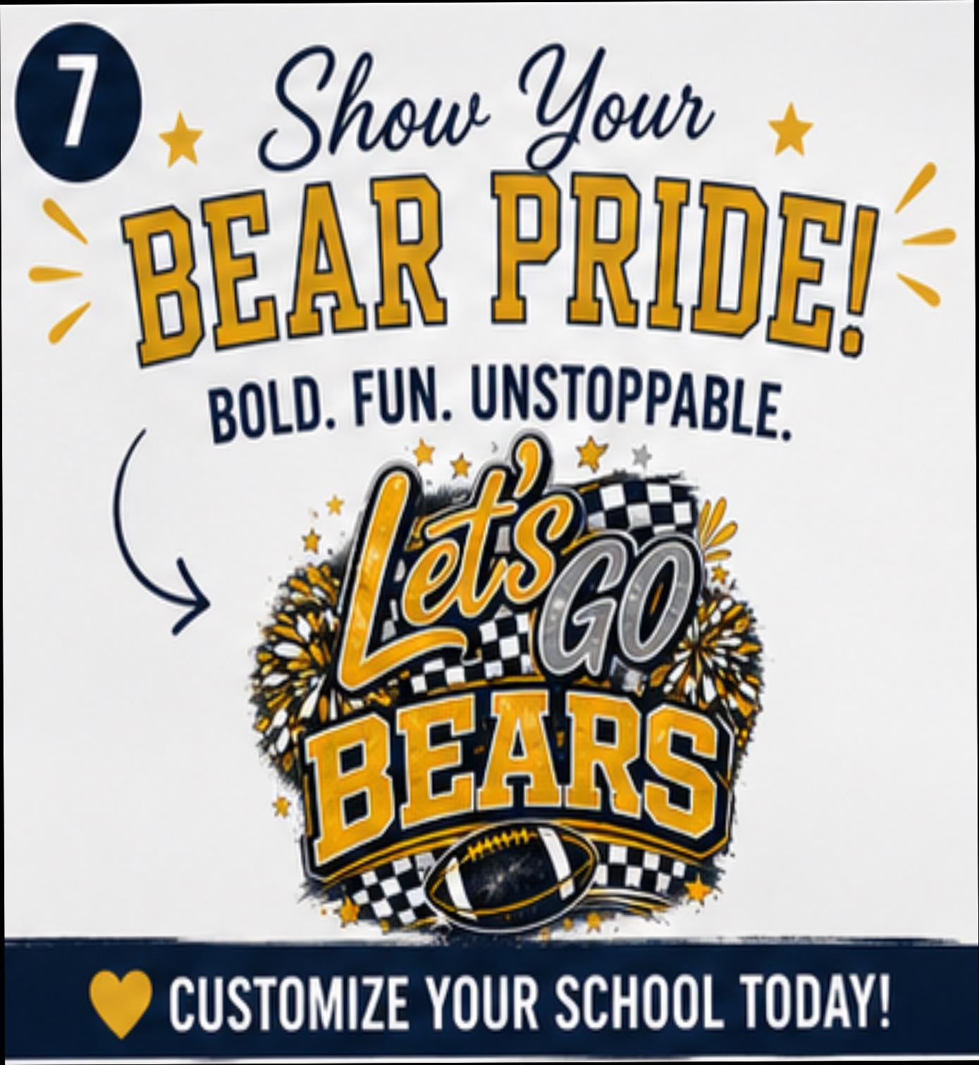 Customizable Bears Football Game Day Spirit Shirt | Checkered Varsity Mascot Tee