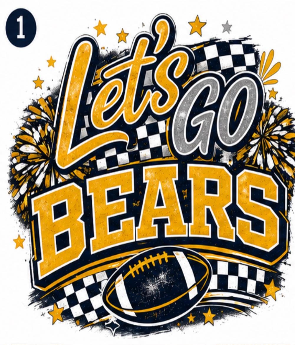 Customizable Bears Football Game Day Spirit Shirt | Checkered Varsity Mascot Tee