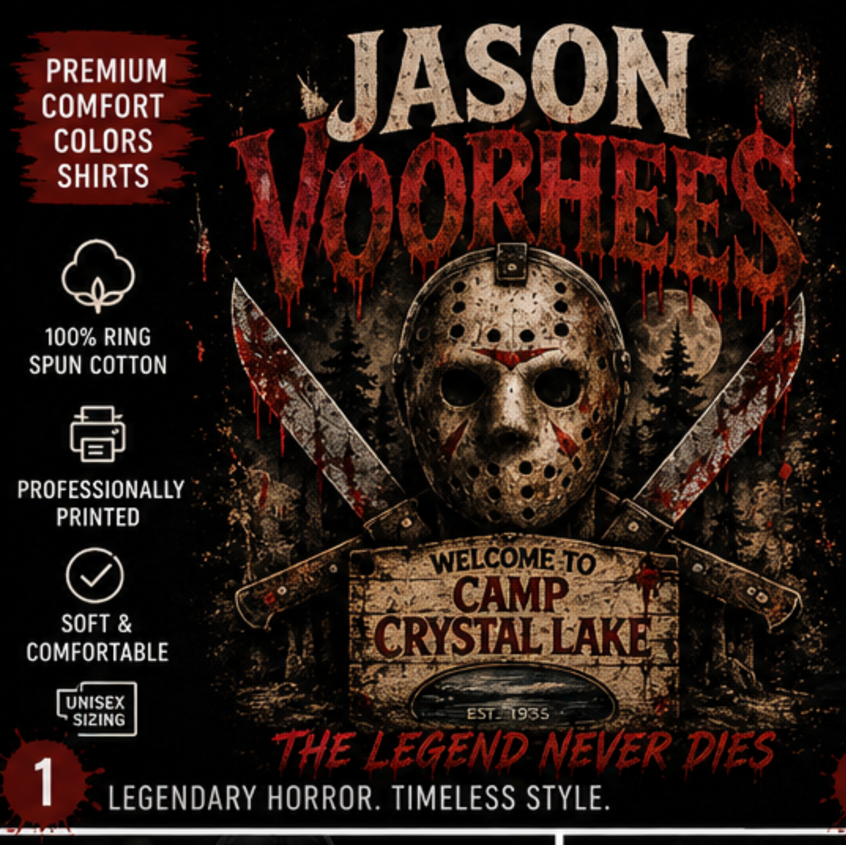 Jason Voorhees Horror Shirt | Camp Crystal Lake Comfort Colors Halloween Tee