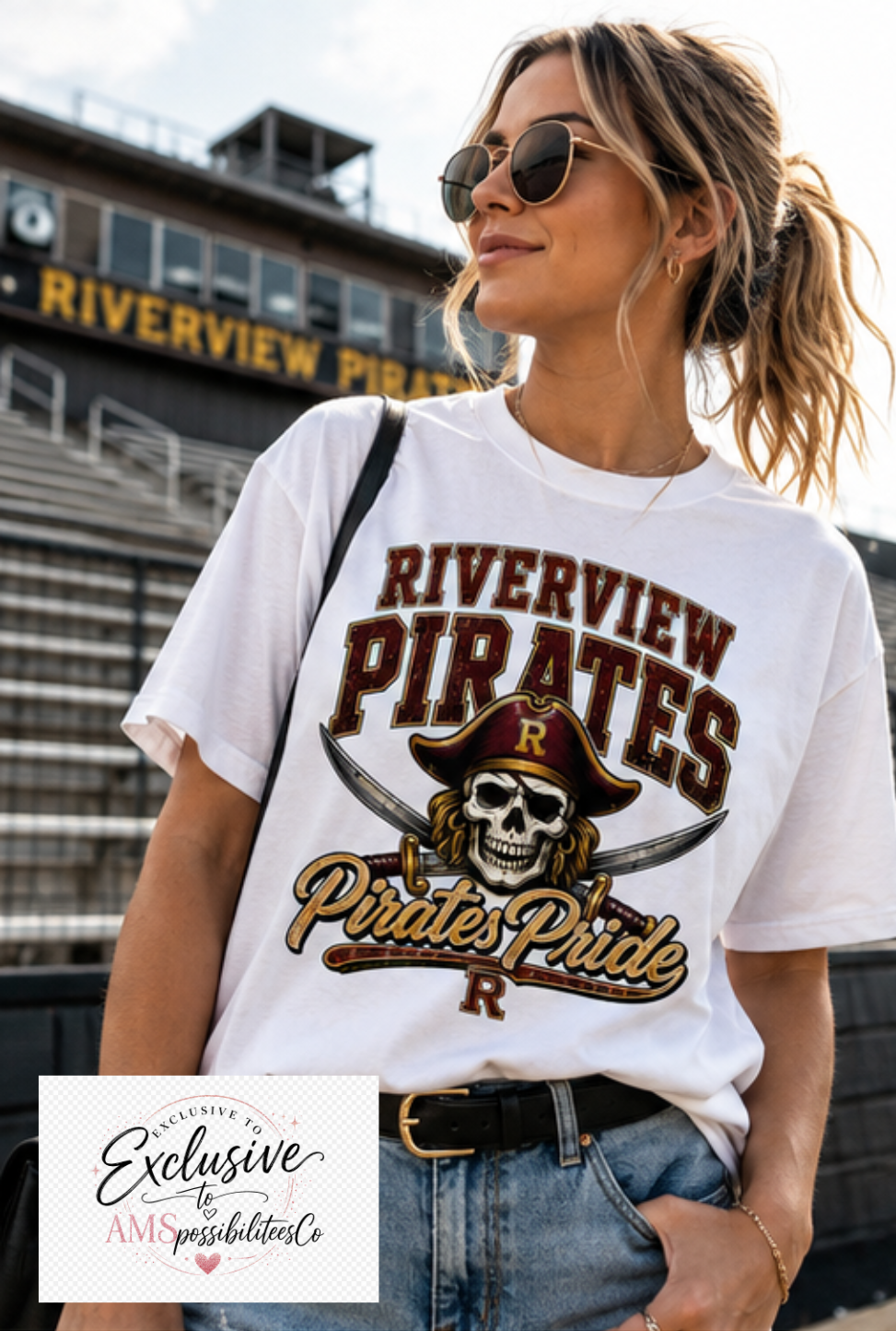 Riverview Pirates Pride Skull Spirit Wear shirt/Riverview Pirates Spirit Wear/Pirate Pride Tee/Football Hoodie/School Spirit Apparel