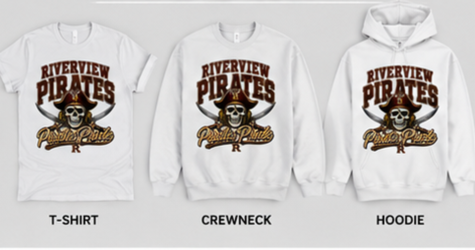 Riverview Pirates Pride Skull Spirit Wear shirt/Riverview Pirates Spirit Wear/Pirate Pride Tee/Football Hoodie/School Spirit Apparel